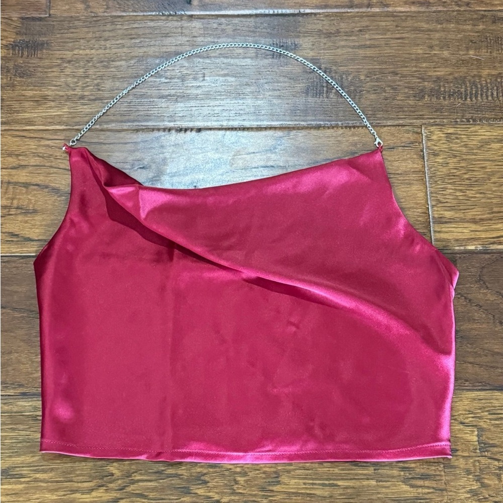 Red Satin Crop Top